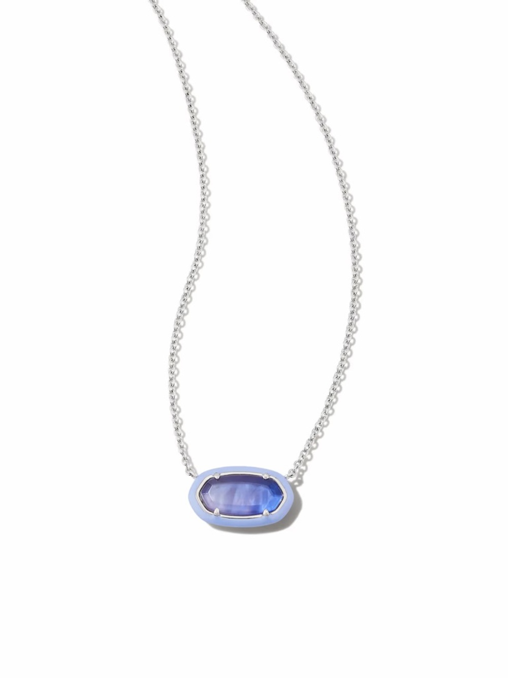 Kendra Scott Elisa Silver Enamel Framed Short Pendant Necklace in Dark Lavender